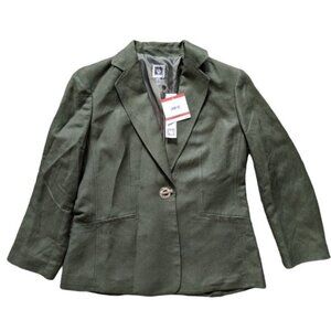 Anne Klein Olive Green Blazer One Button Linen Size XS NEW